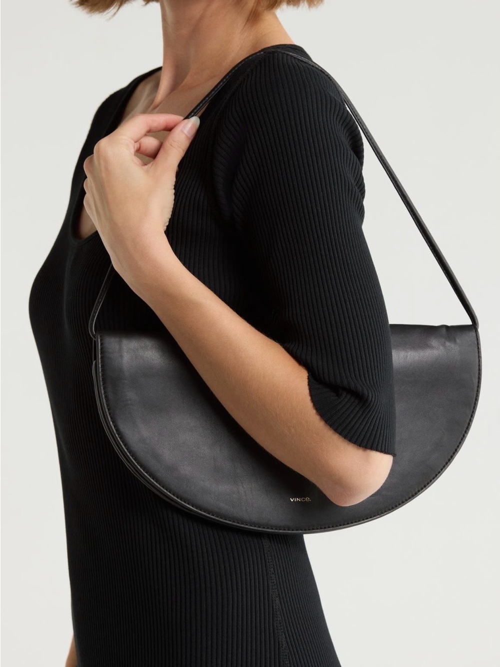 VINCE Arca Smooth Black Leather Clutch - Picture 2 of 6